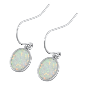 Silver Lab Opal Earrings - Oval