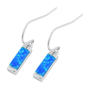 Silver Lab Opal Earrings - Bar