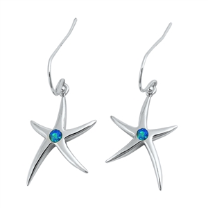 Silver Lab Opal Earrings - Starfish