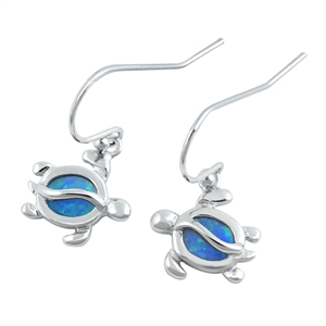 Silver Lab Opal Earrings - Turtle