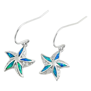 Silver Lab Opal Earrings - Starfish