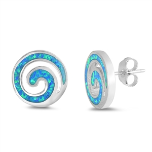 Silver Lab Opal Earrings - Spiral