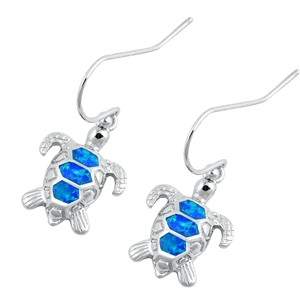 Silver Lab Opal Earrings - Turtle