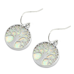 Silver Lab Opal Earrings - Tree of Life