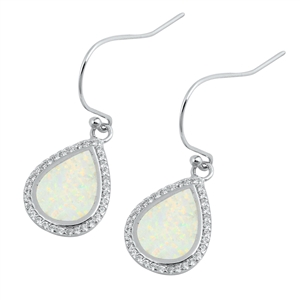 Silver Lab Opal Earrings - Drop