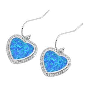 Silver Lab Opal Earrings - Heart