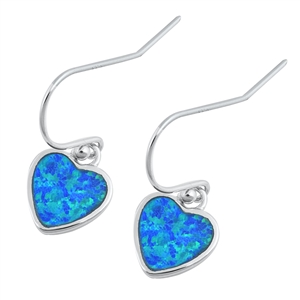 Silver Lab Opal Earrings - Heart