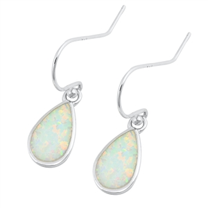 Silver Lab Opal Earrings - Teardrop