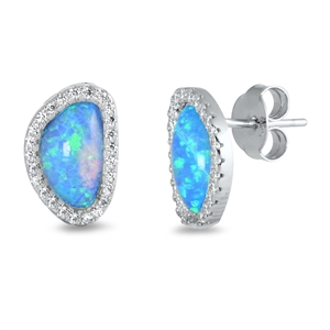 Silver Lab Opal Earrings