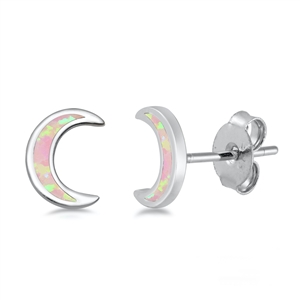 Silver Lab Opal Earrings - Moon