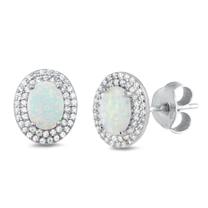 Silver Lab Opal Earrings