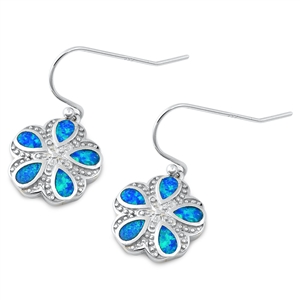 Silver Lab Opal Earrings - Flower