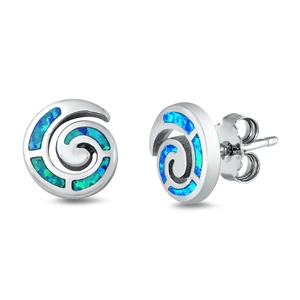 Silver Lab Opal Earrings - Spiral