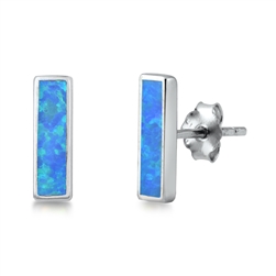 Silver Lab Opal Earrings - Bar