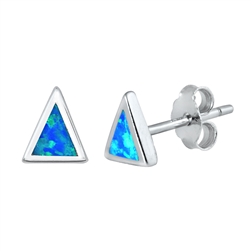 Silver Lab Opal Earrings - Triangle