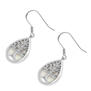 Silver Lab Opal Earrings - Tree