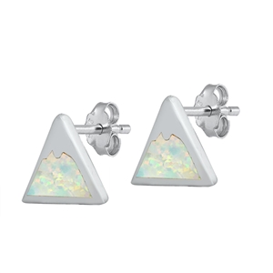 Silver Lab Opal Earrings - Mountain