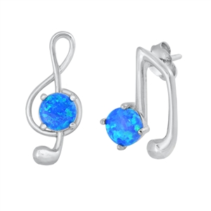 Silver Lab Opal Earrings - Music Notes
