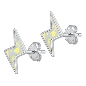 Silver Lab Opal Earrings - Lightning