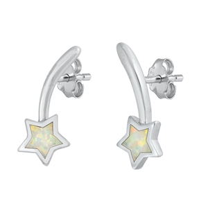 Silver Lab Opal Earrings - Shooting Star