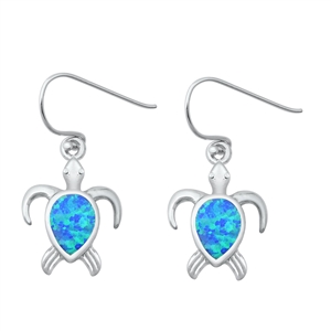 Silver Lab Opal Earrings - Turtle