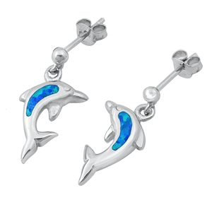 Silver Lab Opal Earrings - Dolphin