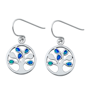 Silver Lab Opal Earrings - Tree