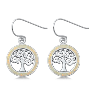 Silver Lab Opal Earrings - Tree of Life