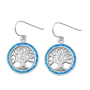 Silver Lab Opal Earrings - Tree of Life