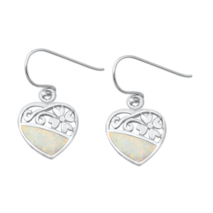 Silver Lab Opal Earrings - Heart & Flower