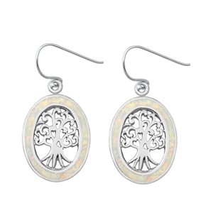 Silver Lab Opal Earrings - Tree of Life