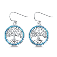 Silver Earrings w/ Lab Opal - Tree of Life