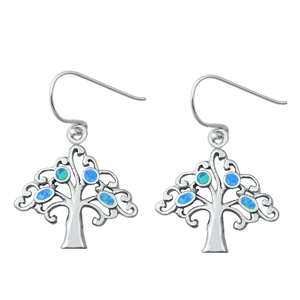 Silver Lab Opal Earrings - Tree