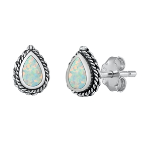 Silver Lab Opal Earrings