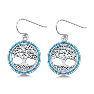 Silver Lab Opal Earrings - Tree of Life