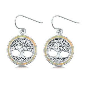 Silver Lab Opal Earrings - Tree of Life