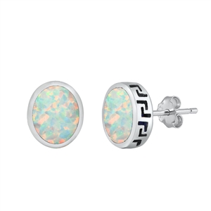 Silver Lab Opal Earrings