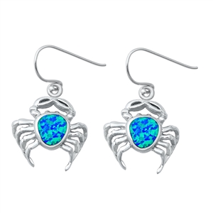 Silver Lab Opal Earrings - Crab