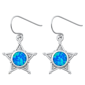 Silver Lab Opal Earrings - Sheriff Star