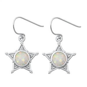 Silver Lab Opal Earrings - Sheriff Star