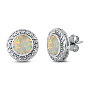 Silver Lab Opal Earrings