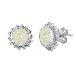 Silver Lab Opal Earrings