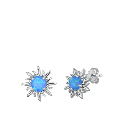 Silver Stud Earrings - Sun