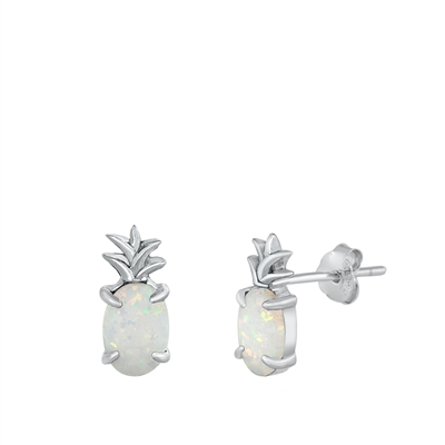 Silver Stud Earrings - Pineapple