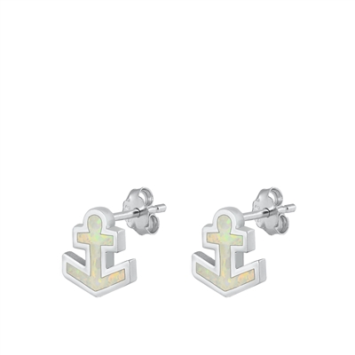 Silver Stud Earrings - Anchor