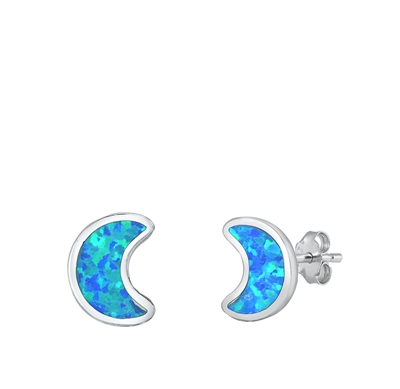 Silver Stud Earrings - Moon