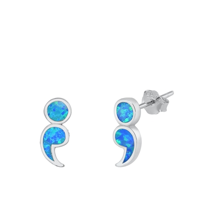 Silver Stud Earrings - Semicolon
