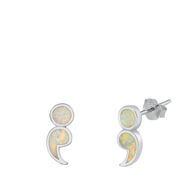 Silver Stud Earrings - Semicolon