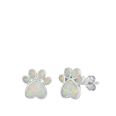 Silver Stud Earrings - Paw Prints