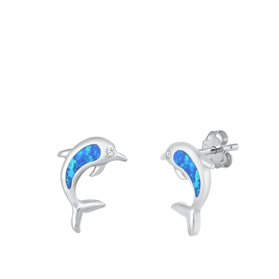 Silver Stud Earrings - Dolphin